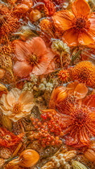 Fototapeta premium ハーバリウムの花が詰められた綺麗な一枚 Colorful preserved flowers in glass herbarium bottle close up