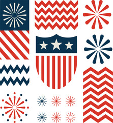 Obraz premium American flag patterns with fireworks and stripes vector illustration EPS PNG file