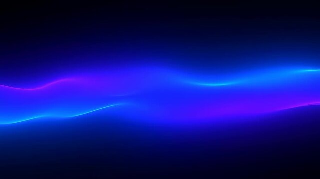 Static shot of glowing blue and purple neon light wave lines on dark background, abstract digital motion art background