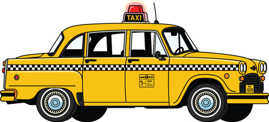 Vector illustration of classic New York taxi cab representing urban transportation, cultural, and retro design themes © Sheikh