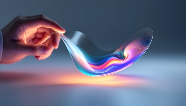 Hand Bending Flexible Transparent OLED Display with Colorful Interface