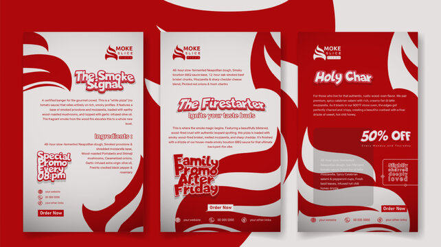 Social media post template in red white background for pizza street food campaign. pizza food advertising