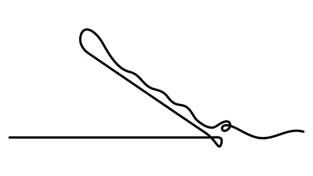 Continuous line drawing of a bobby pin isolated on white background