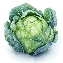 Obraz premium Cabbage, watercolor painting vector, isolated on a white background.