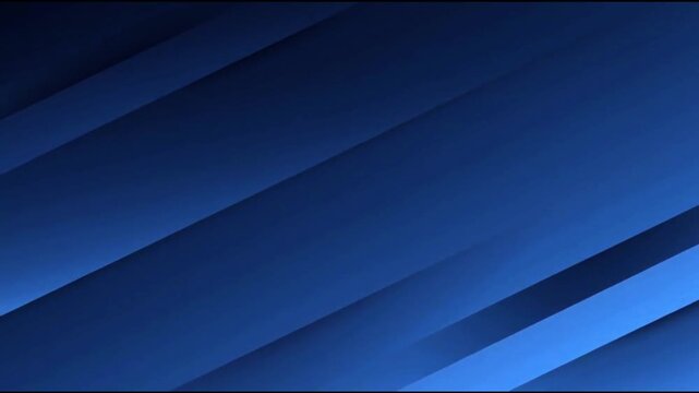 A contemporary dark blue abstract background showcases a dynamic pattern of diagonal lines and gradient shadows for a sleek digital design