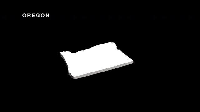 Oregon state map rotating in 3d animation