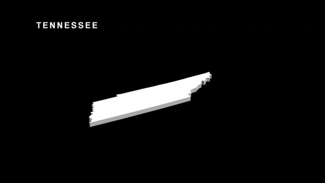 Tennessee state map rotating in 3d animation
