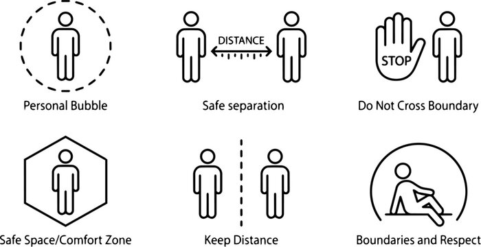 Personal Space And Boundary Icons. Vector