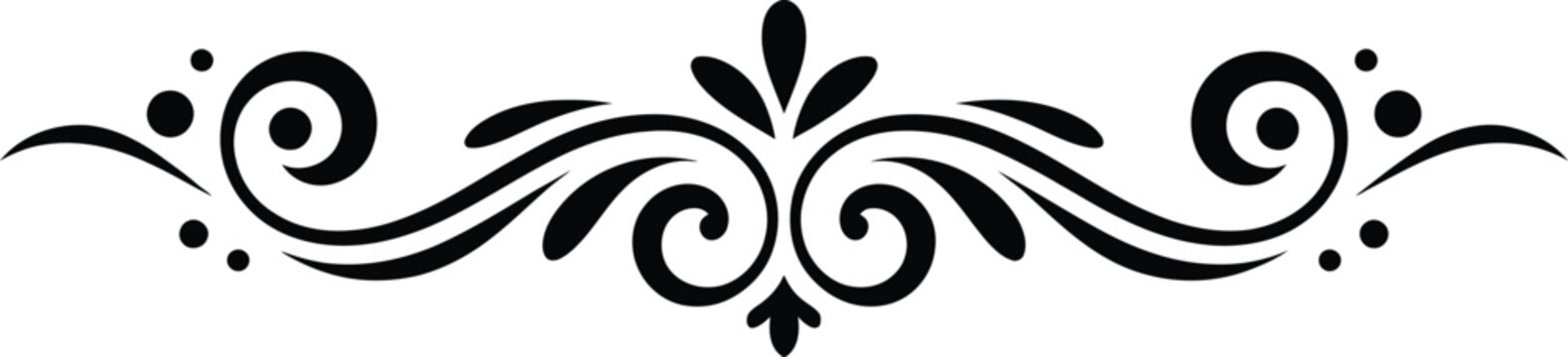 ornamental flourish line decoration with scrollwork curls and decorative corner swirls for vintage design