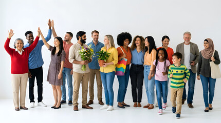 Obraz premium Diverse group of happy people standing.