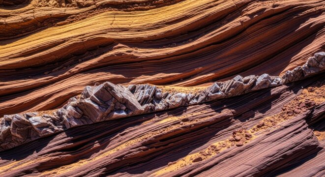 Red rock, sandstone formation, wavy landscape, natural texture