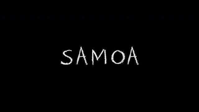 Samoa handwritten text animation on black background