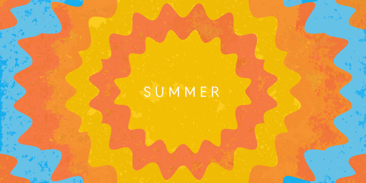 Concentric zig zag sunburst pattern with orange and yellow hues