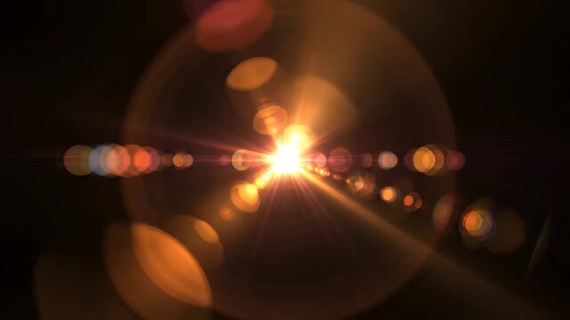 Bright Lens Flare Effect with Bokeh and Light Streaks.