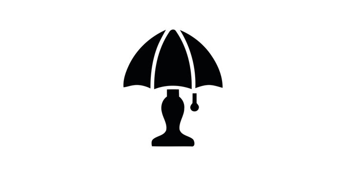 Silhouette of a table lamp with umbrella shade