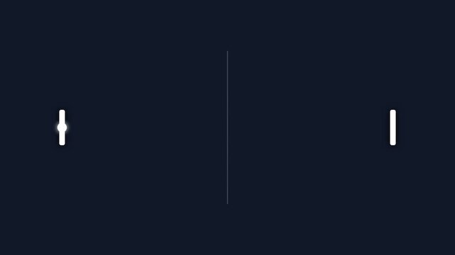 Minimalist 2D animation of a retro arcade game. Abstract white paddles move and hit a ball back and forth. Modern motion graphic of a classic digital sport.