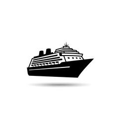 Fototapeta premium Large luxury cruise ship silhouette isolated on white background