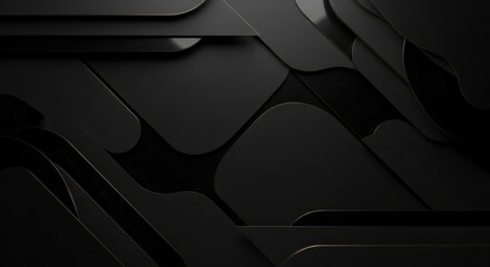 Obraz premium Black geometric shapes, abstract background, dark minimalist design, modern texture
