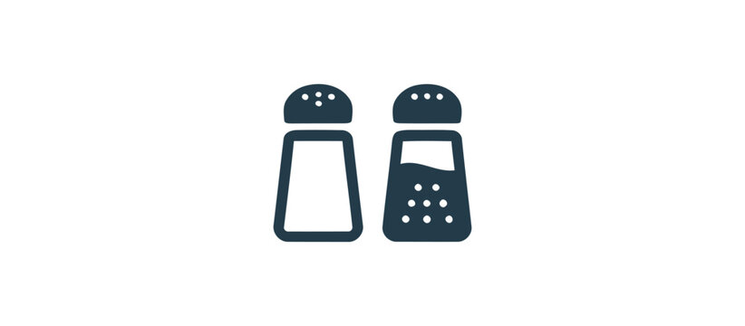 Salt and pepper shakers silhouette icon set minimalist kitchen spice containers