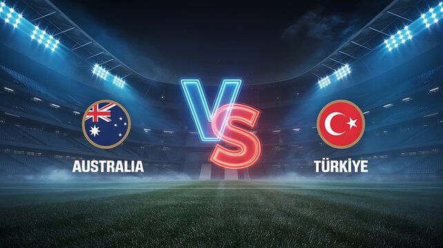 Australia vs turkiye soccer match stadium night lights