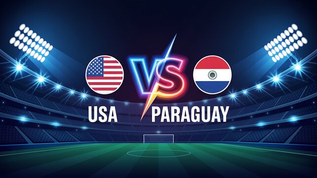 Usa vs paraguay soccer match stadium night with paraguay