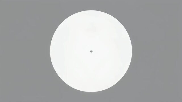 A large white circle appears on a gray background with a small black dot.