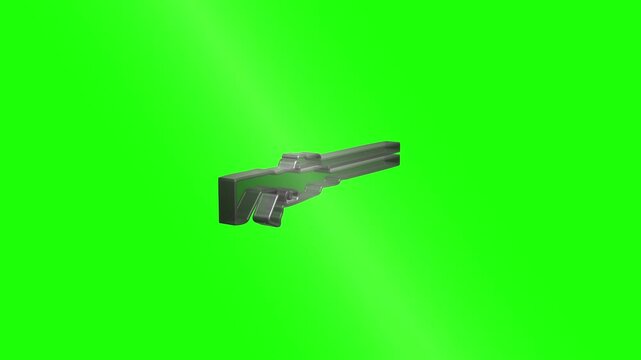 Futuristic sci fi rifle transforming on green screen