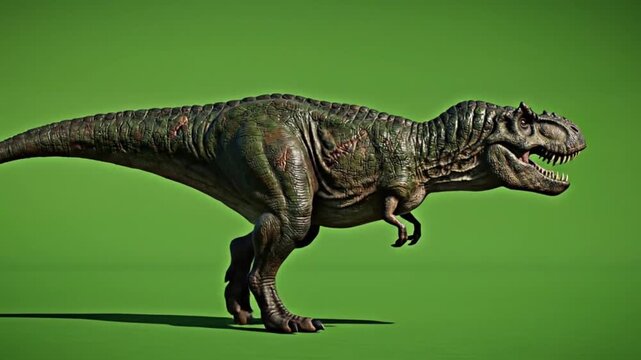 Prehistoric T Rex Dinosaur Stride Animation for VFX Compositing. 4K Video