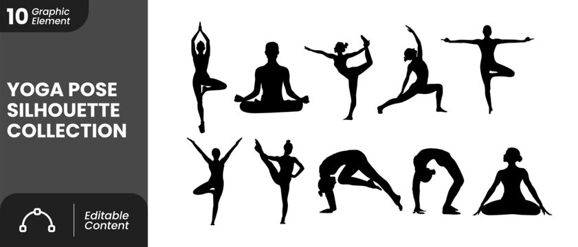Yoga Poses and Meditation Silhouette 