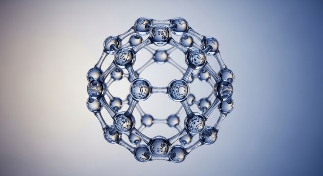 Abstract 3D Render of a Molecular Structure Fullerene Buckyball on a B