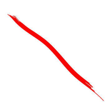 Bold red brush stroke curving diagonally across a transparent  background, A vibrant, hand-painted red mark with visible brush textures creates a dynamic abstract element on a pure white canvas