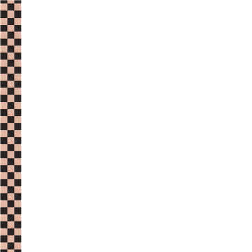 Abstract checkered border pattern with beige and black squares on a transparent background, A vertical stripe of alternating beige and black squares creates a geometric border against, transparent png