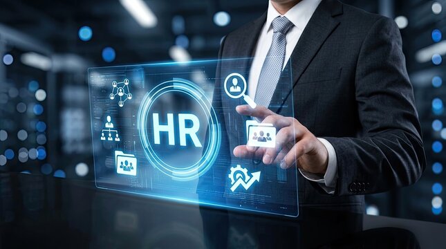 Human Resources Management Digital Interface with Icons and Professional.