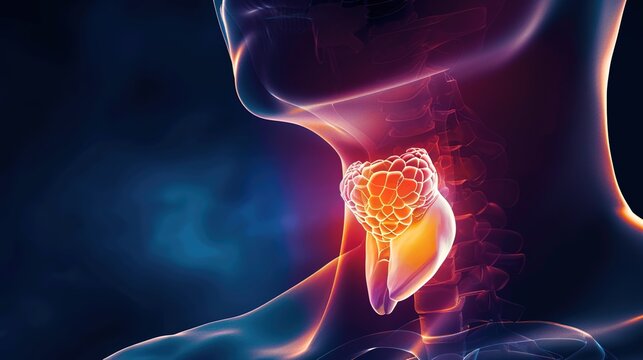 Thyroid Nodule Medical Close-up and Clinical Illustration, Endocrine Gland Abnormality Check, Thyroid Gland Screening, Medical Diagnosis of Neck Organ Lesions for Health Examination and Endocrinology 