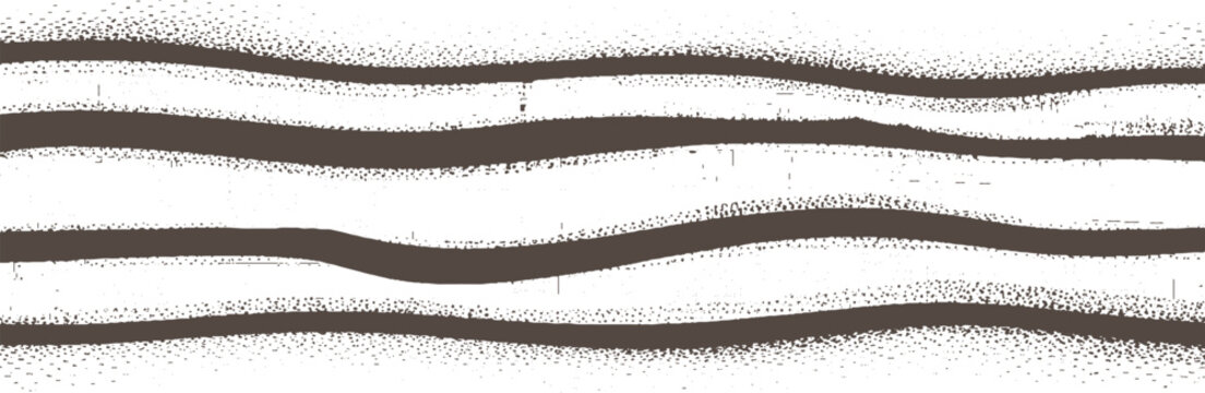 Dark brown wavy stripes with textured edges on a white background abstract pattern