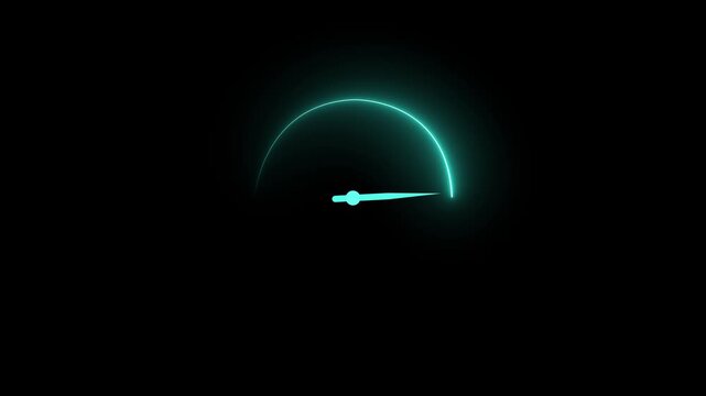 Glowing neon speedometer icon black background. neon line Digital speed meter animation,Motion graphics of speedometer concept