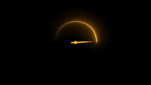 Glowing neon speedometer icon black background. neon line Digital speed meter animation,Motion graphics of speedometer concept