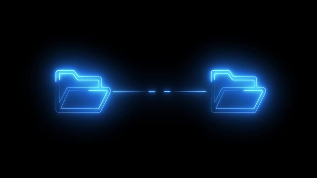 Cloud Based Data Exchange and File Management Tools concept on the transparent background. Motion graphics of Advanced Digital File . neon computer, concept, content, copy, document.4k motion video.