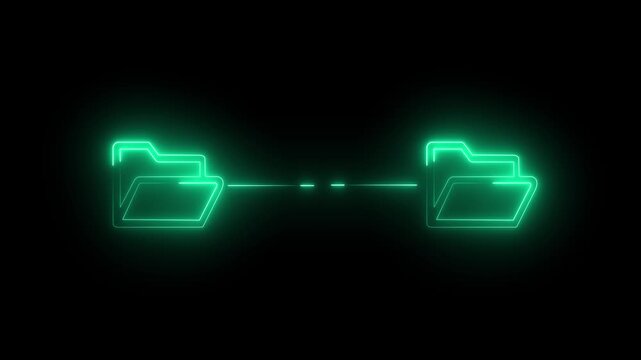 Cloud Based Data Exchange and File Management Tools concept on the transparent background. Motion graphics of Advanced Digital File . neon computer, concept, content, copy, document.4k motion video.