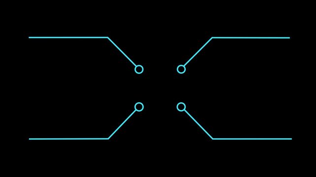 Network Connection, Hub, Social Network Isolated Flat Line Icon. molecule icon. compound of molecular structures PNG Alpha. Glowing Data Cables Transferring Information.4k motion video. 