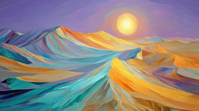 Colorful abstract landscape of mountains