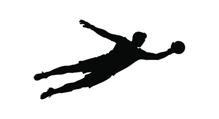soccer goalkeeper silhouette diving for the ball on white background © Mdmojibur