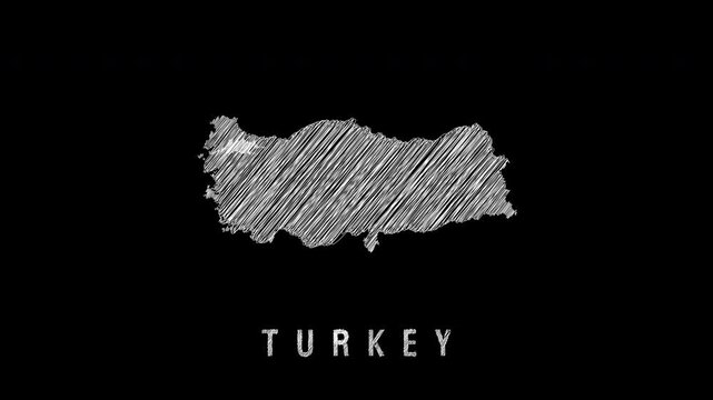 Turkey country map animation scribble drawing effect