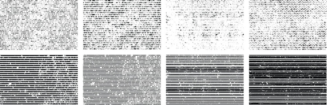 Abstract glitch art texture with distorted lines and static noise on a white background