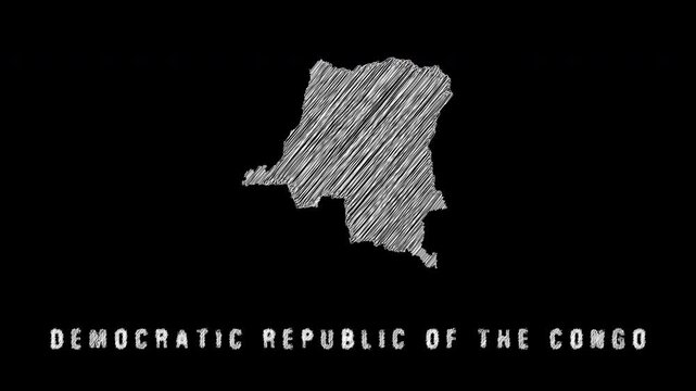 Democratic republic of the congo map sketch animation