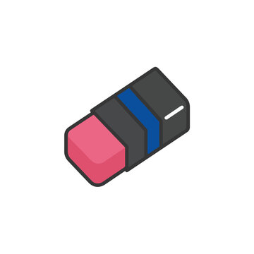 isometric pink grey eraser flat vector icon