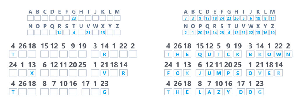 Cryptogram, puzzle with answer key, mystery word puzzle secret code game hidden message puzzle