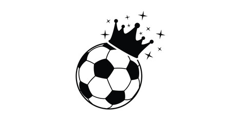 Fototapeta premium soccer ball with crown silhouette on white background