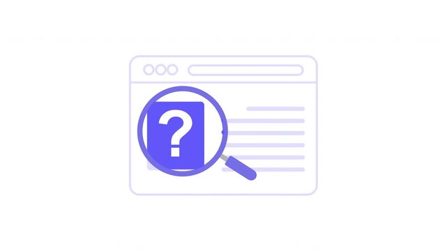 Online Help Search and Web FAQs Concept Animation 4K with Alpha Channel background