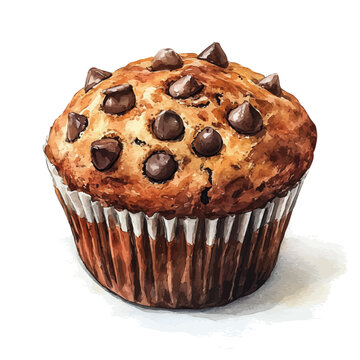 Muffin, clipart watercolor vector, isolated on a white background.